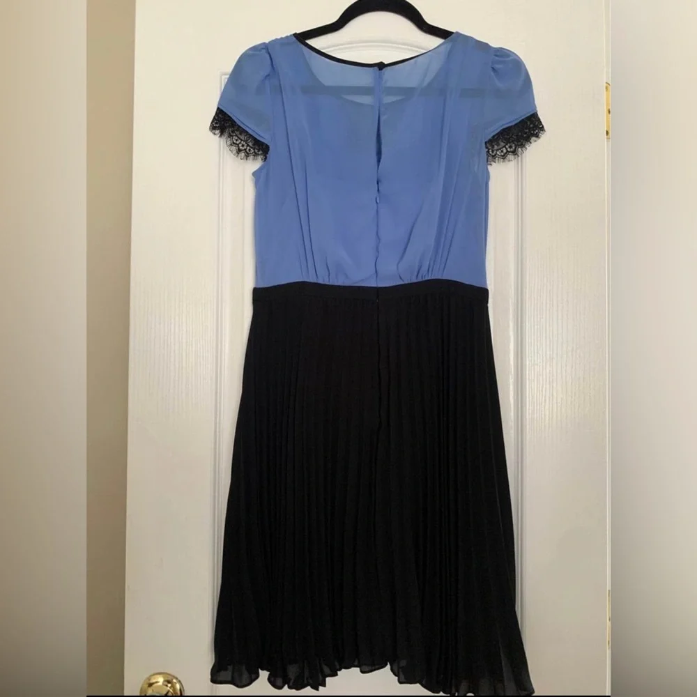 Max And Cleo Women's Pleated Dress Blue/Black Color With Lace